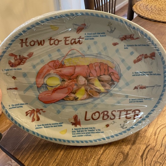 How To Eat A Lobster Plastic Plate Tray Blue Step By Step Instructions Set 4 NIP - Picture 2 of 4